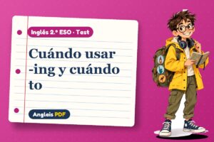 Test de gerundio o infinitivo (2.º ESO) con Leo, el viajero de Anglais PDF
