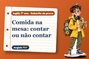 Comida na mesa: contar ou não contar – Gabarito da prova de inglês 7º ano com Léo, o viajante do Anglais PDF