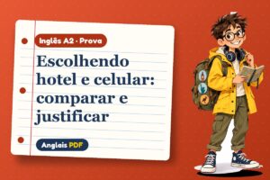Escolhendo hotel e celular: comparar e justificar – Prova de inglês A2 com Léo, o viajante do Anglais PDF