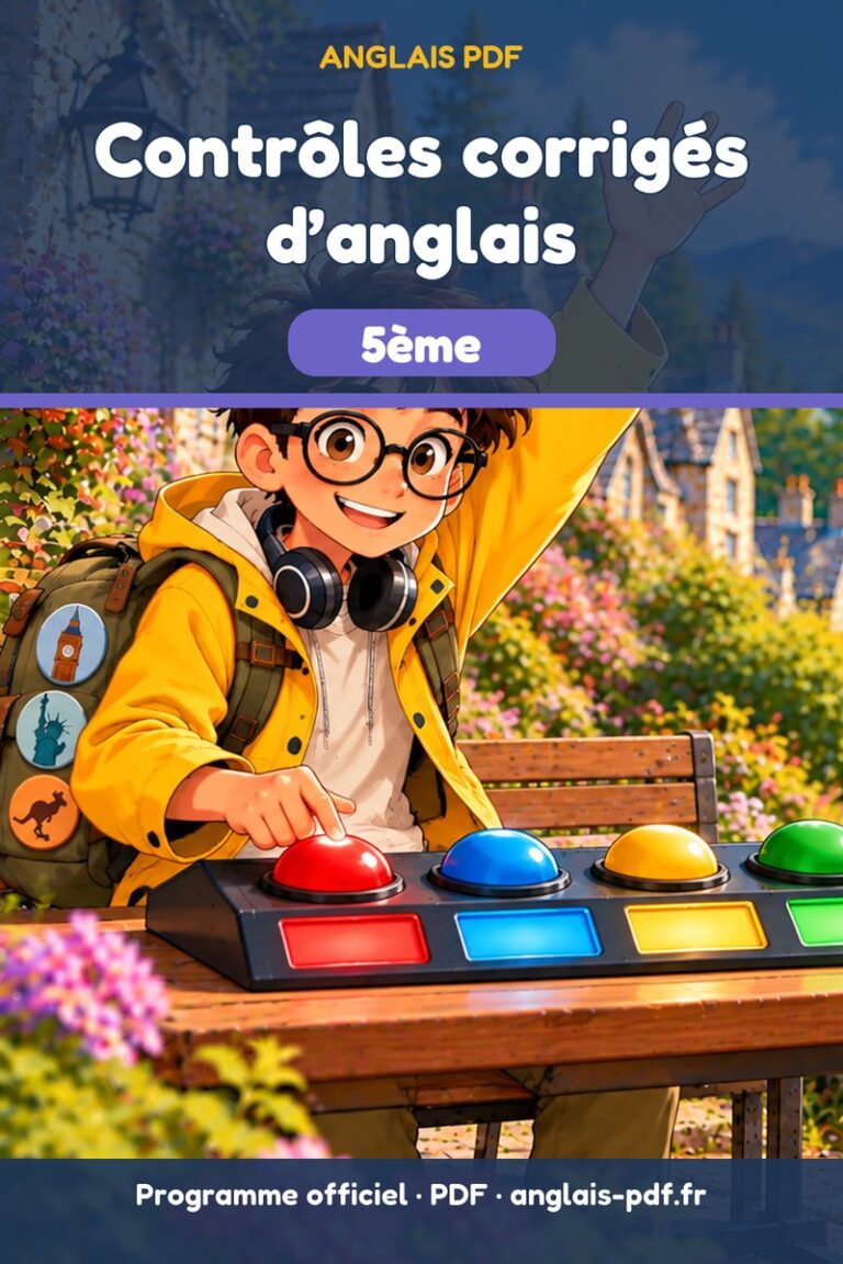 Contrôles corrigés d’anglais 5ème : livre PDF de 114 pages