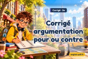 Corrigé des exercices d'anglais 3e : Corrigé argumentation pour ou contre