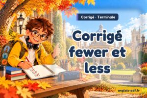 Corrigé des exercices d'anglais terminale : Corrigé fewer et less