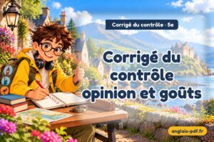 Corrigé du contrôle d'anglais 5e : Corrigé du contrôle opinion et goûts