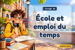 Corrigé des exercices d'anglais 6e : École et emploi du temps