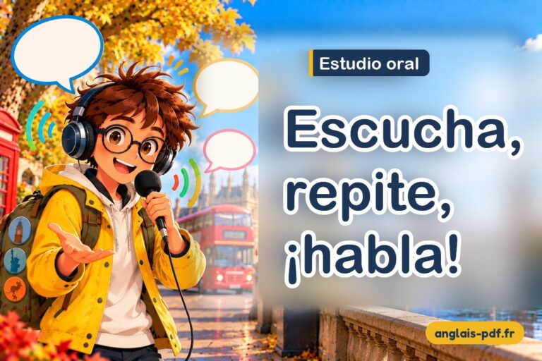 Estudio oral de inglés: escucha, repite y habla