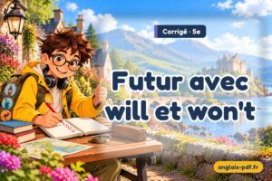 Corrigé des exercices d'anglais 5e : Futur avec will et won't