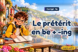 Corrigé des exercices d'anglais 4e : Le prétérit en be + -ing