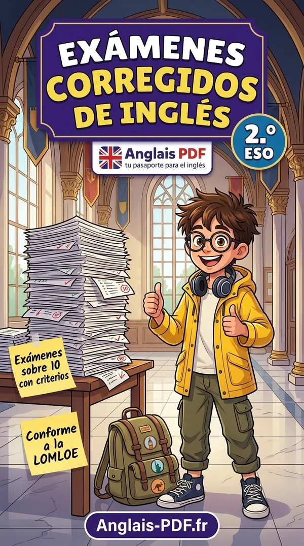 Portada del libro Exámenes corregidos de inglés 2.º ESO en PDF