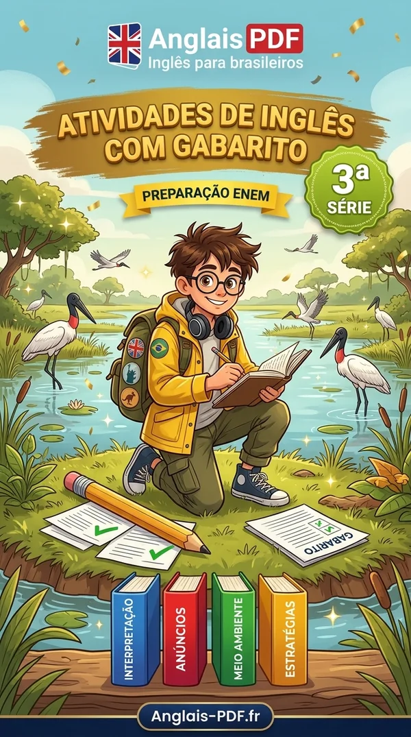 Capa do livro Atividades de inglês 3ª série com gabarito em PDF