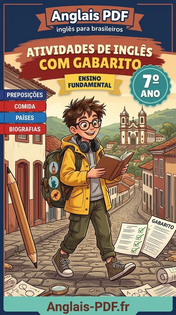Capa do livro Atividades de inglês 7º ano com gabarito em PDF