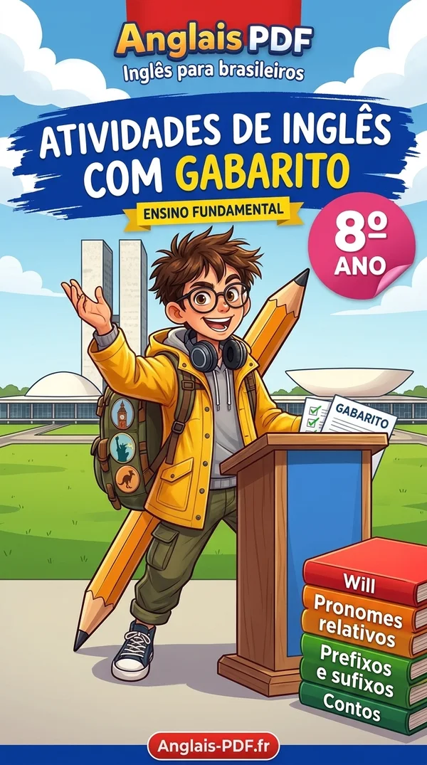 Capa do livro Atividades de inglês 8º ano com gabarito em PDF