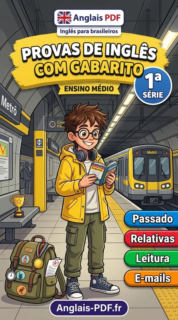 Capa do livro Provas de inglês 1ª série com gabarito em PDF