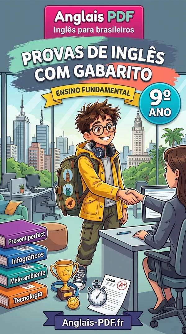 Capa do livro Provas de inglês 9º ano com gabarito em PDF
