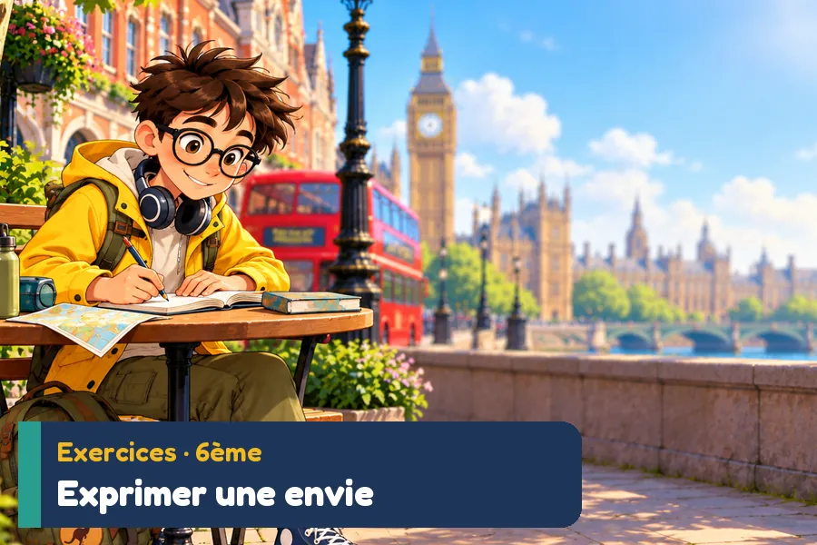 Illustration des exercices d’anglais : Exercices would like et want to