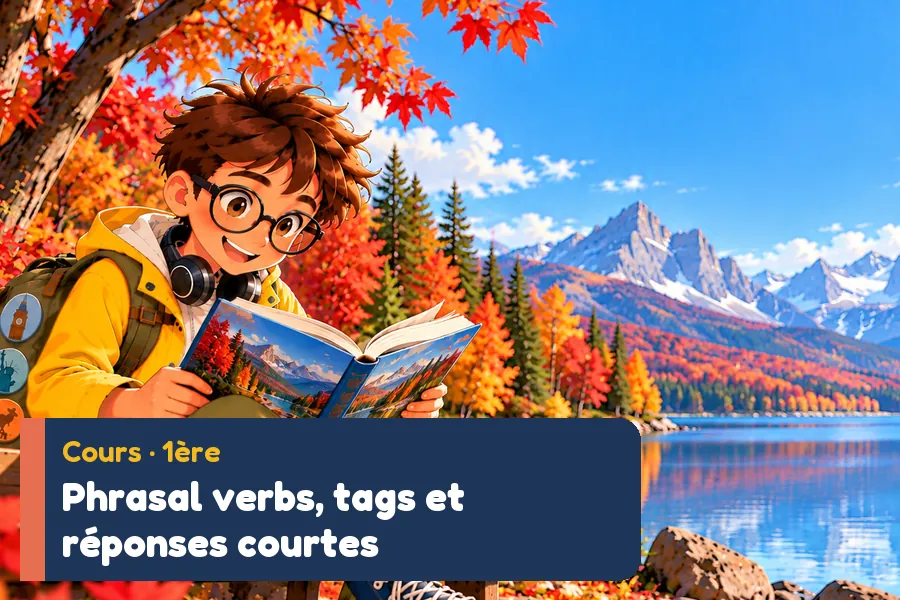 Illustration du cours d’anglais : Phrasal verbs anglais et tags