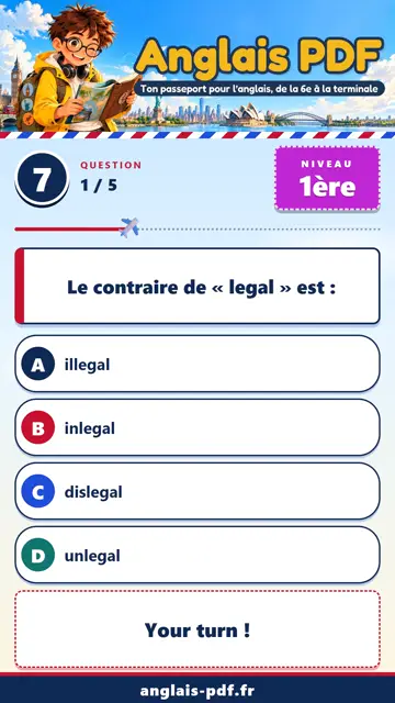 QCM anglais 1ère en vidéo : Formation des mots