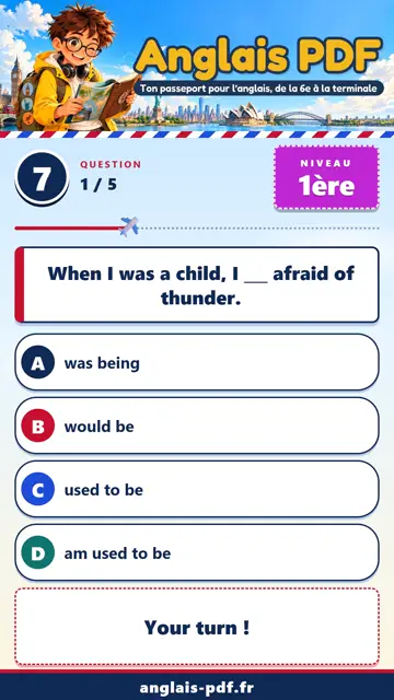QCM anglais 1ère en vidéo : Used to et would