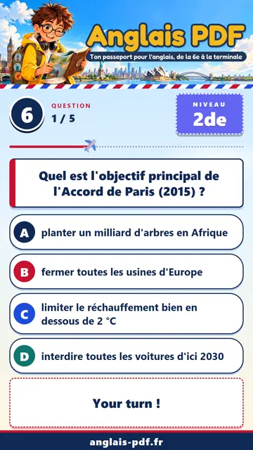 QCM anglais 2de en vidéo : Défis et transitions