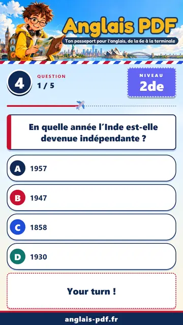 QCM anglais 2de en vidéo : Empire et indépendances