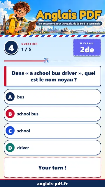 QCM anglais 2de en vidéo : Le groupe nominal complexe