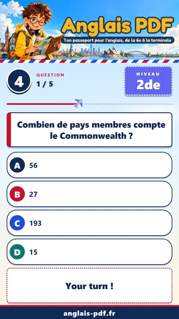 QCM anglais 2de en vidéo : Le Commonwealth