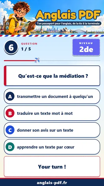 QCM anglais 2de en vidéo : Médiation et compte rendu