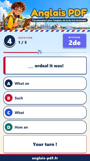 QCM anglais 2de en vidéo : Exclamatives et phrasal verbs