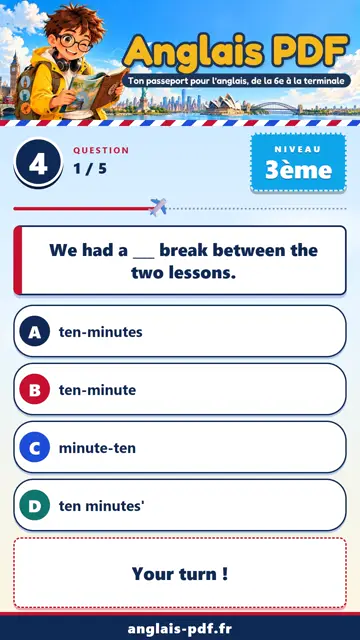 QCM anglais 3ème en vidéo : Adjectifs composés et emphase