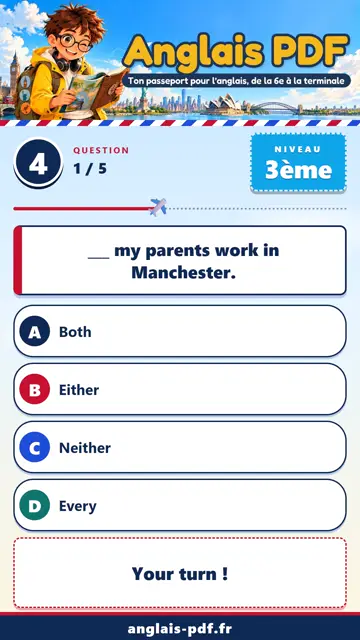 QCM anglais 3ème en vidéo : Both, either, neither et each