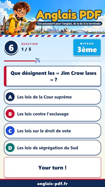 QCM anglais 3ème en vidéo : Les droits civiques