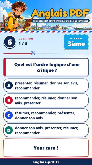 QCM anglais 3ème en vidéo : Écrire une critique