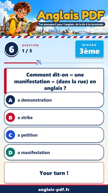 QCM anglais 3ème en vidéo : S’engager