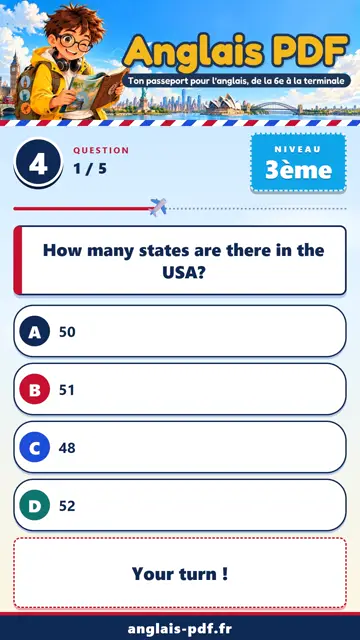QCM anglais 3ème en vidéo : Géographie des États-Unis