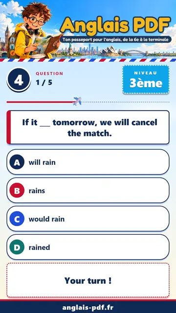 QCM anglais 3ème en vidéo : Les phrases conditionnelles