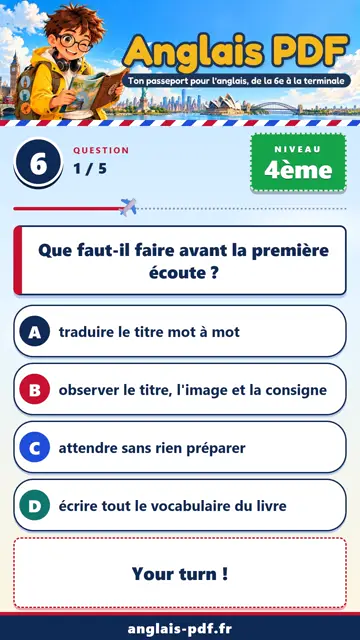 QCM anglais 4ème en vidéo : Écouter et comprendre