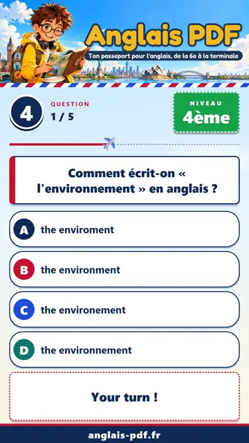 QCM anglais 4ème en vidéo : Protéger la planète