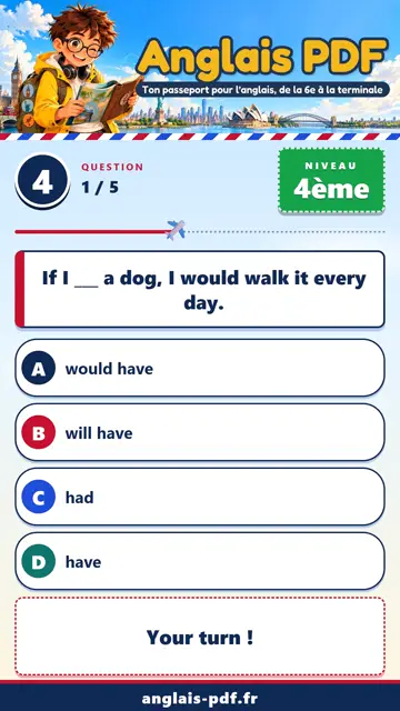 QCM anglais 4ème en vidéo : If et le prétérit