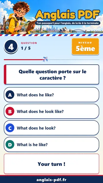 QCM anglais 5ème en vidéo : Décrire une personne