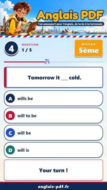 QCM anglais 5ème en vidéo : Will et won’t