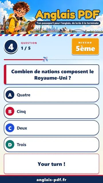 QCM anglais 5ème en vidéo : Les nations du Royaume-Uni