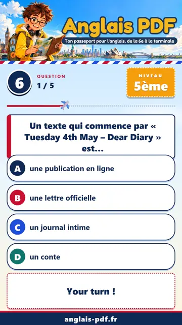 QCM anglais 5ème en vidéo : Lire et comprendre un récit