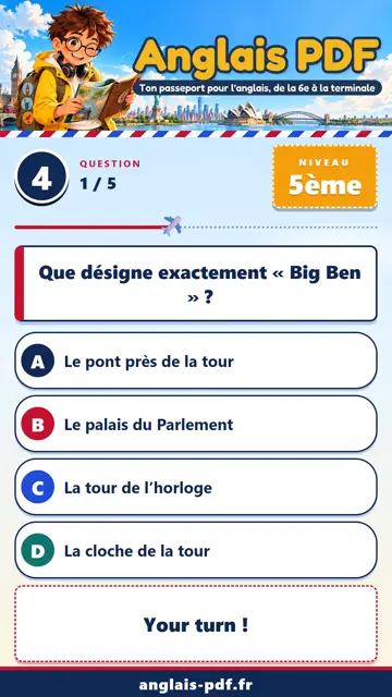 QCM anglais 5ème en vidéo : Londres et son patrimoine