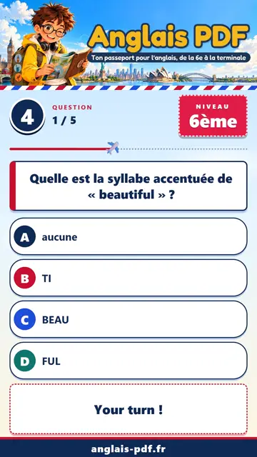 QCM anglais 6ème en vidéo : Accent, lettres muettes et diphtongues