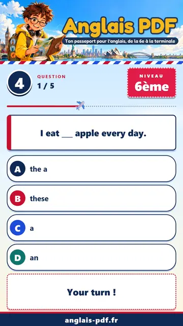 QCM anglais 6ème en vidéo : A, an, the, this et that