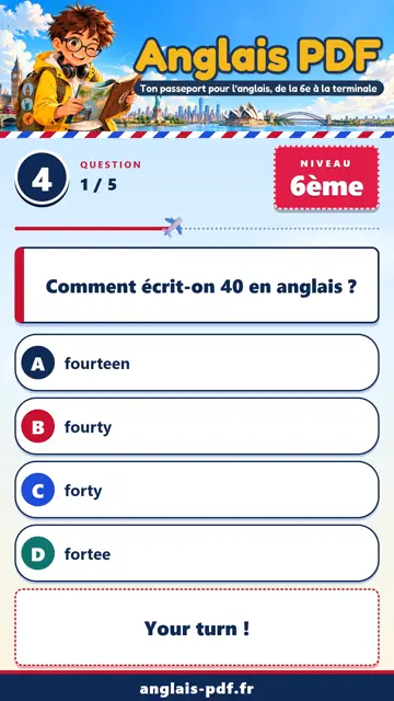 QCM anglais 6ème en vidéo : Nombres, dates et heure