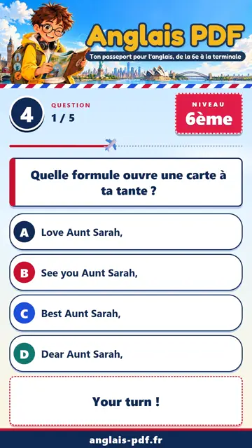 QCM anglais 6ème en vidéo : Écrire un court message