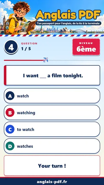 QCM anglais 6ème en vidéo : Exprimer une envie