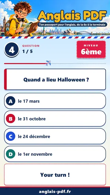 QCM anglais 6ème en vidéo : Fêtes et traditions
