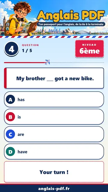 QCM anglais 6ème en vidéo : Have got
