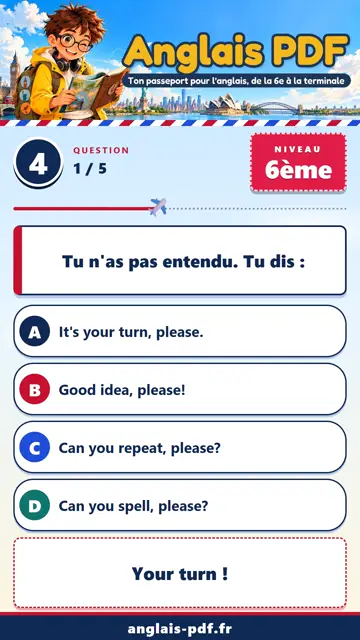 QCM anglais 6ème en vidéo : Interagir en classe